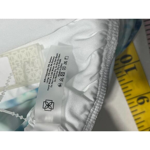 Devon Windsor‎ Iryna One Shoulder Bathing Suit Bikini Swim Top Blue White Medium - Picture 8 of 10